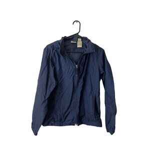 L.L. Bean Women's Windbreaker Zip Up Hooded Rain Coat Blue Size Small